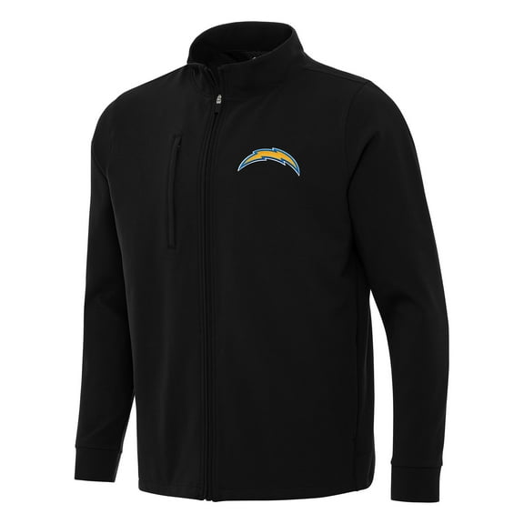 Men's Antigua Black Los Angeles Chargers Regard Full-Zip Jacket