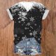 thumbnail image 1 of Fiudx Ofertas de La Semana Top de Manga Corta con Cuello En V y Estampado Navideño para Mujer, 1 of 3