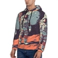 thumbnail image 3 of Pofeuu Astronaut With American Flag Print Mens Casual Hooded Collar Drawstring Hoodies Pullover Sweatshirts Casual Long Sleeve Shirts-4X-Large, 3 of 7