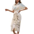 thumbnail image 1 of CEHVOM Chemise Aguichant à Boutons en Dentelle Imprimée pour Femmes Robe Longue à Manches Courtes, 1 of 7