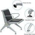 thumbnail image 4 of Kinbor Office Waiting Room Chairs, Reception Guest Bench w/ Black PU Leather & Silver Steel Frame, 4 of 8