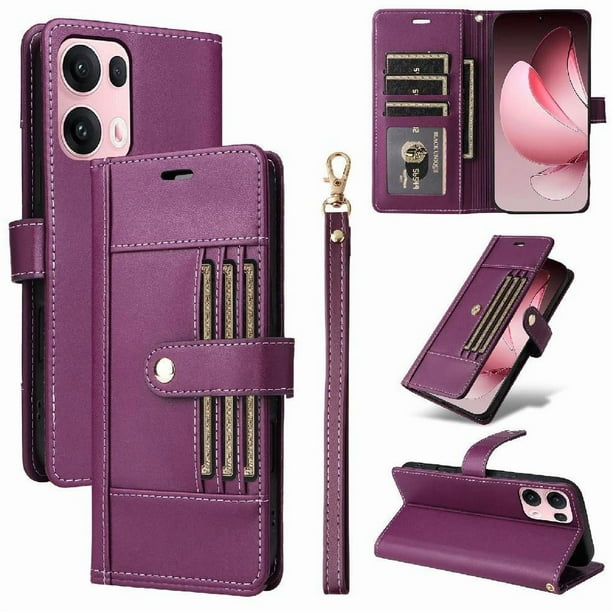 FOXDOCK Funda tipo Cartera para OPPO Reno 13 Pro 5G – Cubierta de Cuero PU con Múltiples Ranuras, Bolsillo para Efectivo y Correa de Muñeca