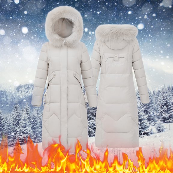 Pxiakgy winter coats for women Women's Mid-length Detachable Waist Tie Thinner Overcoming Cotton-padded Jacket Women's Padded Jacket coat for women Beige L