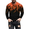 thumbnail image 3 of JINMGG Mens Tops under $5,Flame Print Round Neck Long Sleeve Men's Tshirt,Orange L, 3 of 4