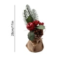 thumbnail image 3 of Mini Artificial Christmas Plants Tabletop Decor, Small Faux Xmas Tree Centerpiece for Mantel Shelf Festive Home Office Ornament, 3 of 6
