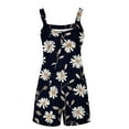 thumbnail image 4 of Women Summer Linen Shorts Overalls Rompers Cute Daisy Adjustable Strap Sleeveless Bib Shorts Jumpsuit with Pockets, 4 of 4