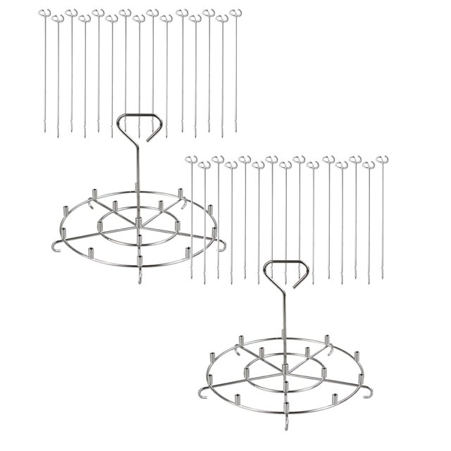 Oleegame 2 Pcs Brochettes de Kebab Plates en Métal Acier Inoxydable BBQ Barbecue Brochette Grand Réutilisable pour Gril