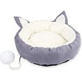 thumbnail image 3 of Pet Bed, Cat Round Washable Removable Cotton Warm Sleeping Bed Cushion for Cat Kitten (M, Grey), 3 of 4