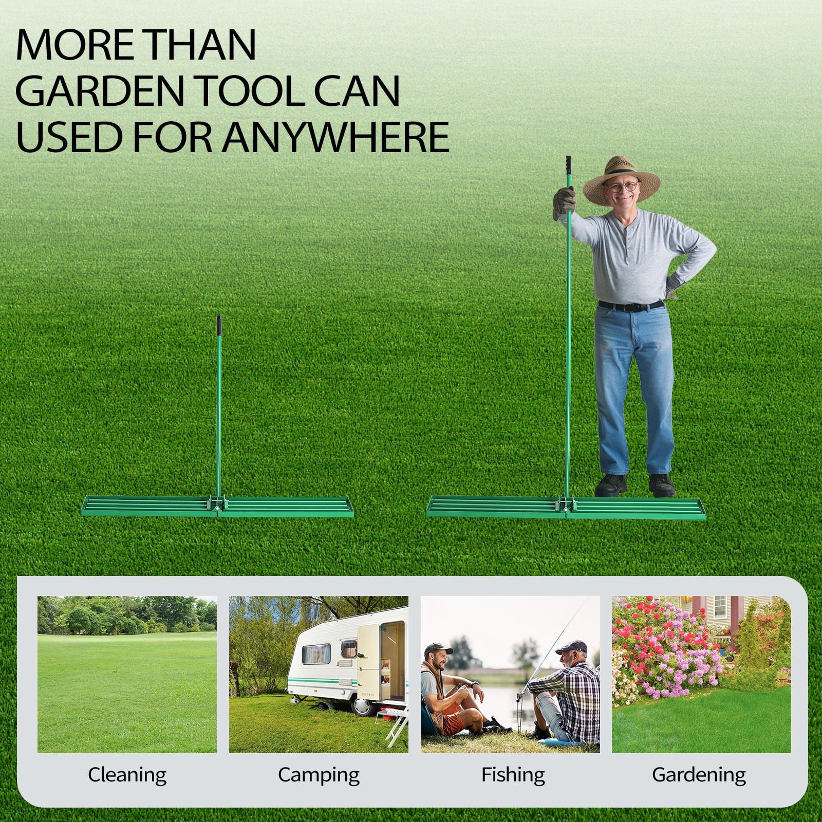 36×9.8×75 Inch Lawn Leveling Rake, Heavy Duty Yard Leveling Tool for Golf Court Backyard Garden Lawn Surface Smoothing