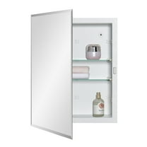 Bathroom Medicine Cabinet with Beveled Edge Mirrored Door 14 x 18 inch, Recessed or Surface Mount, with Adjustable Glass shelves
