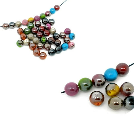 Luster Bead Mix - Mixed Acrylic Round Luster Spacer, Loose Beads, 10mm, 180 Pack (1.5mm Hole)