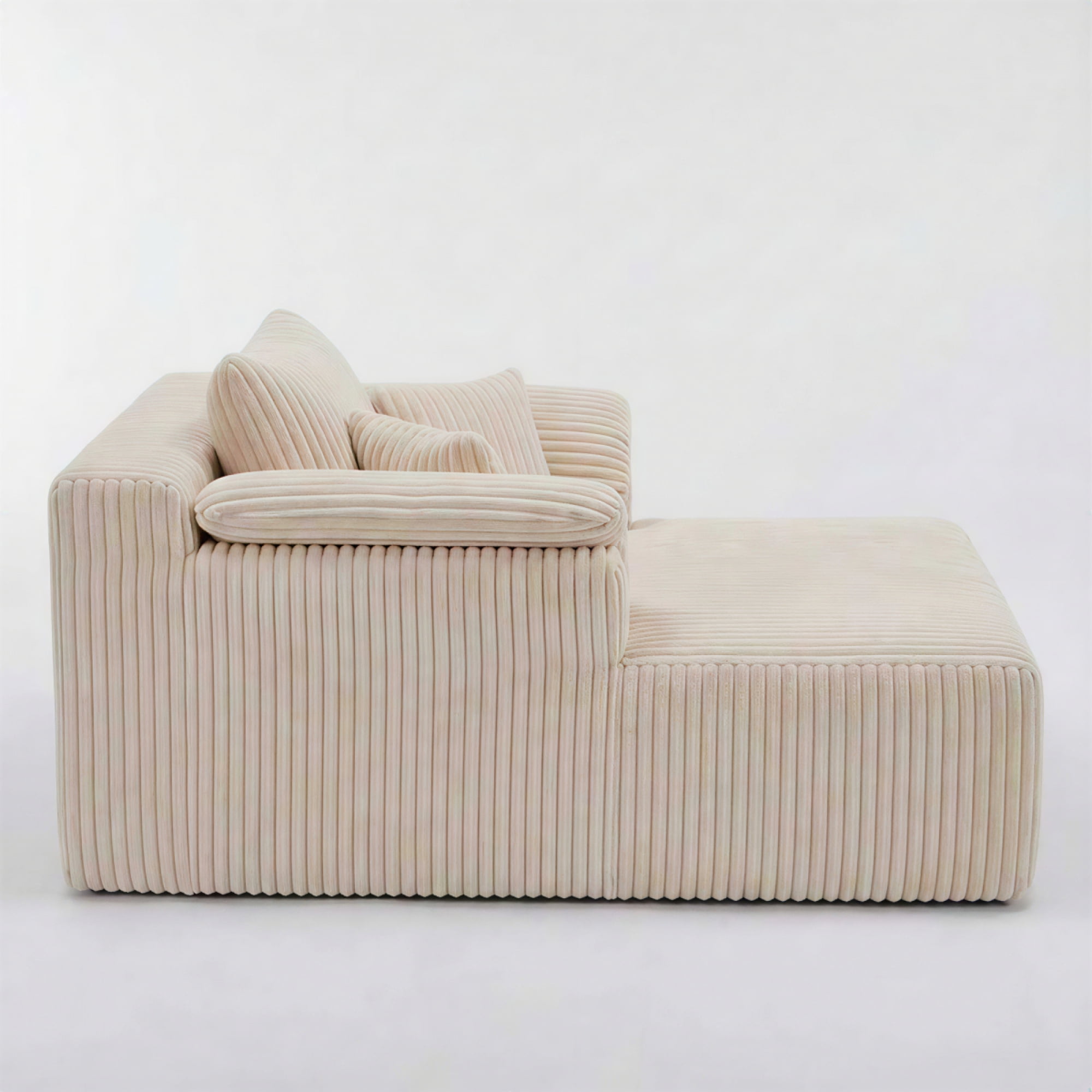 ChenyueFurn 60" Oversized Indoor Chaise Lounge Chair - Corduroy Boneless Cloud Sofa Bed with Deep Seat, No Assembly Required,Beige