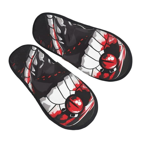 

JUNZAN Fierce Red Viper Graphic Art Slippers for Women House Shoes Non Slip Indoor/Outdoor Pineapple And Cactus Designs-Large