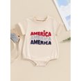 thumbnail image 3 of Aojekbee Infant Baby 4th of July Jumpsuit Letter Embroidery Short Sleeve Round Neck Romper for Boys Girls, 3 of 10