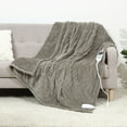 thumbnail image 1 of ZACOO Khaki Electric Heated Blanket Throw, Fast Heating Throw Blanket Striped Flannel Electric Heating Throw Blanket for Home Office Living Room, 50"x60", 1 of 8