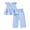Blue, variant on REDARER Toddler Girls Gingham 2-Piece Outfit, Flutter Sleeve Top & Pants Casual Summer Set,4-5 Years