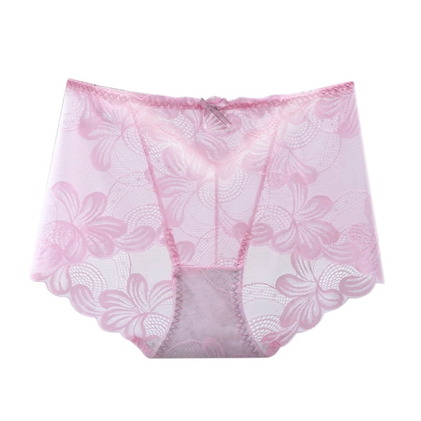Gibobby Conjuntos de Lencería File Breifs Cintura Tamaño libre Mujeres Plus Encaje abierto Sexy Low Bragas Íntimos(Rosa, L)