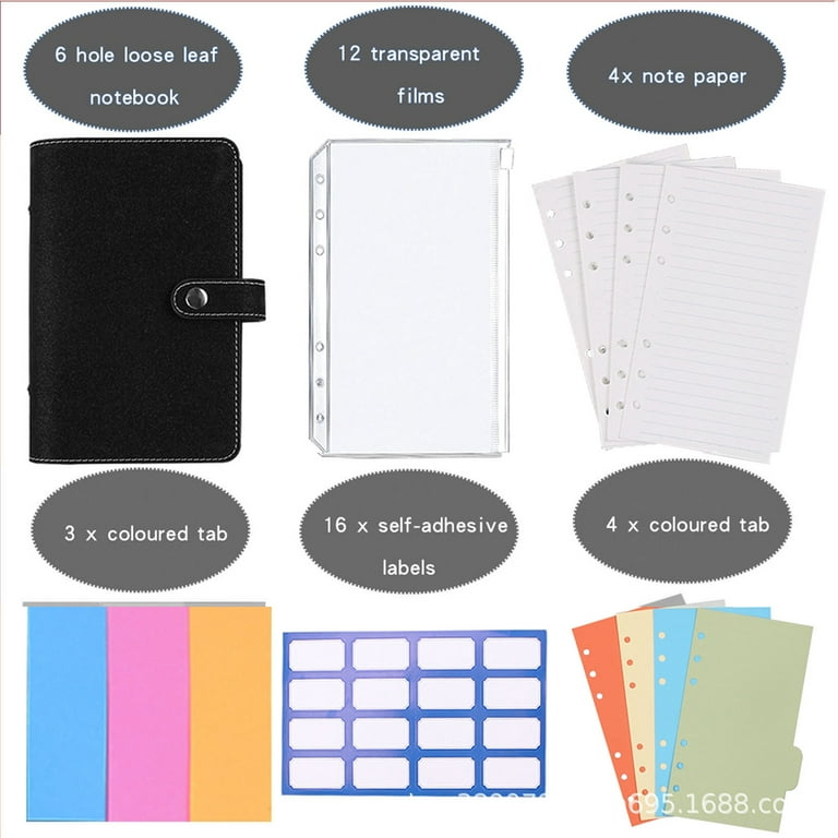 PVC Portable Folder Bag Sticker Holder Photo Album Name Card Collection 6  Hole Binder Planners Storage Bag Refill Organizers