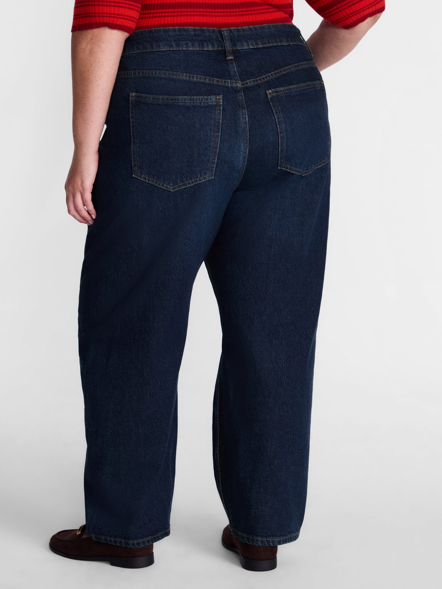 Terra & Sky Women's Plus Mid Rise Barrel Jeans, 30” Inseam, Sizes 16W-24W