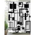 thumbnail image 2 of Geometric Black Shower Curtain, White and Gray Line Waterproof Shower Curtain Set with 12 Hooks Lightweight Washable Fabric Shower Curtains for Bathroom 48x72 Inches, 2 of 6