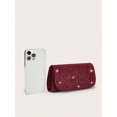 thumbnail image 5 of RUMANLAND Women's Burgundy Rhinestone Pleated Evening Clutch Purse Elegant Formal Handbag for Wedding Party Prom, 5 of 8