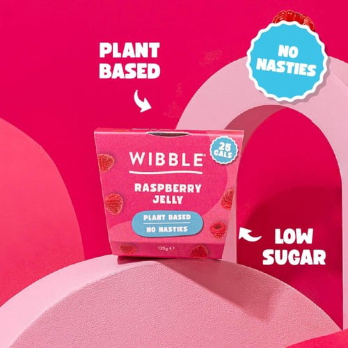 Wibble Plant-based Raspberry Jelly Pot 125g, British Import (Pack of 2)