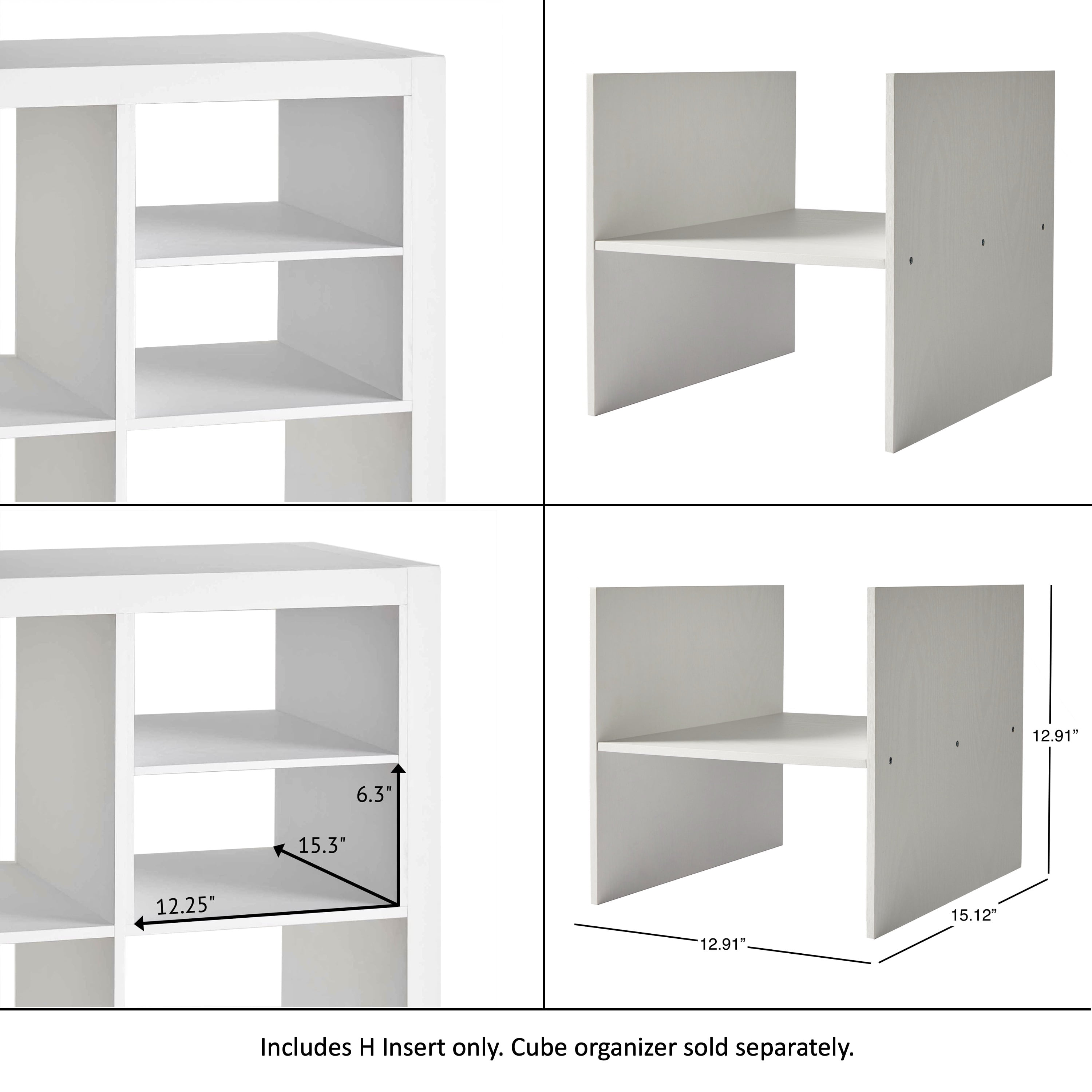 Better Homes & Gardens H Shelf Insert for Cube Organizers, White Texture