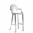 thumbnail image 1 of Plata Import Kong Metal Stool King Counter Height Stool 26 Inch Arm Chair Polished Stainless Steel Round Back Barstool, 1 of 2