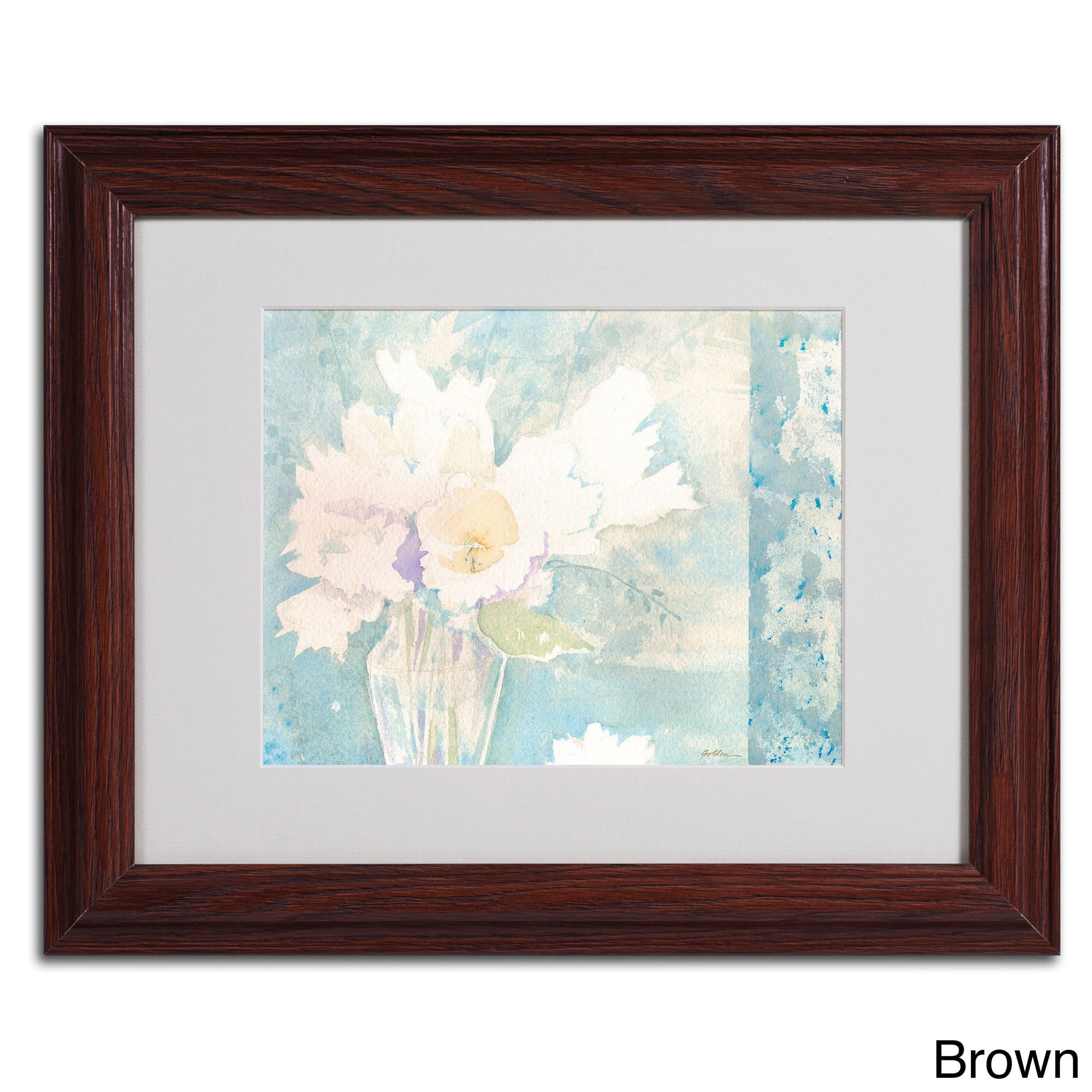 Trademark Fine Art "White and Teal Composition" Canvas Art by Sheila Golden, Black Frame