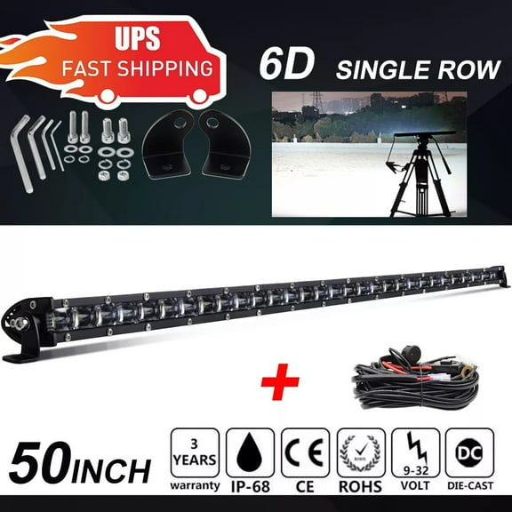 50" 2350W Single Row LED Light Bar Combo Offroad Truck 4WD SUV ATV Boat 52"