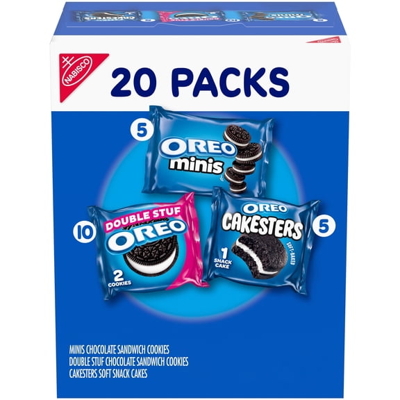 OREO Lovers Variety Pack, Minis, Double Stuf Sandwich Cookies, Cakesters Soft Snack Cakes, 20 ct