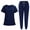 Dark Blue, variant on Scrubs for Women Scrub Set -Slim Fit Jogger Pant and Mandarin Collar Tuck-In Top, Easy Care Uniform Pink S
