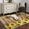thumbnail image 4 of Hallway Runner Rugs 2.7x5 Ft, Farmhouse Cow Non Slip Area Rugs for Kitchen Bedroom Entryway, Vintage Country Sunflower Brown Wood Washable Carpet Runner Rug Floor Mats for Bedroom Home Decor, 4 of 9