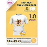TransOurDream Tru-Heat Iron on Transfer Paper for Light and White Fabrics (20 Sheets, 8.5x11") Transfers Paper Iron-on for Light T-Shirts Printable Heat Vinyl Transfer for Inkjet Printer (Trans-1)