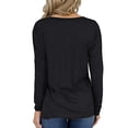 thumbnail image 3 of TEMOFON Women's Tops Long Sleeve V-Neck Shirts Loose Casual Tee Cute T-Shirt with Pocket Fall Winter Flowy Tunic Tee Black, 3 of 5