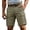 A-Green727, variant on XIAOCHA Belted Waist Cargo Pocket Shorts for Men Knee Length Button Waist Pants Durable Solid Color Outdoor Casual Slacks