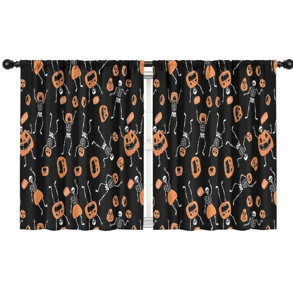 Blackout Kids Curtains,Halloween Skeletons and Pumpkins Childrens Insulated Curtains Set Of 2,Bedroom Essentials,Toddler Room Decor 42"x54"