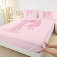 thumbnail image 3 of jejeloiu Chic Bowtie Bow Bed Sheets,Girls Pink Bowknot King Sheets,First Letter P Sheet Set For Teens,Super Cozy Room Decor,4 Pieces, 3 of 7