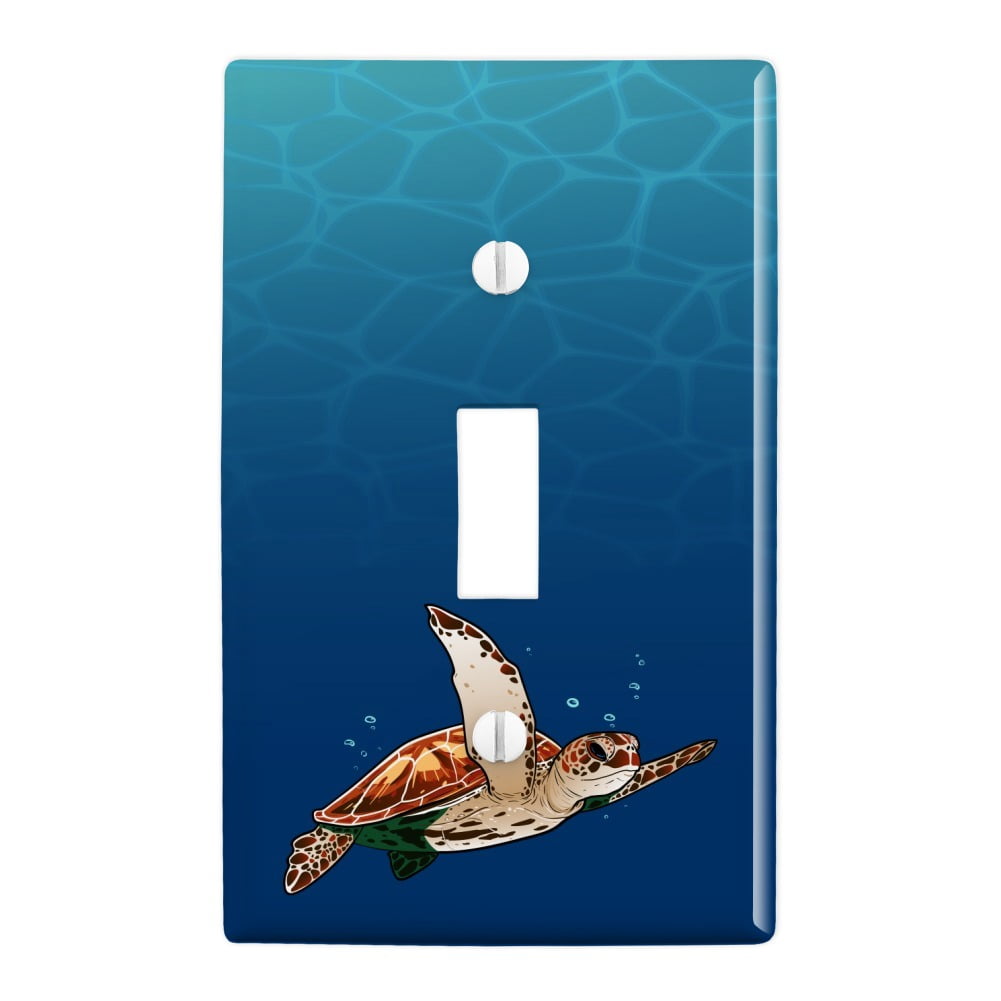 Sea Turtle Swimming in Ocean Plastic Wall Decor Toggle Light Switch Plate Cover