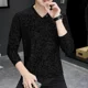 thumbnail image 3 of Ropa masculina, camisetas negras para hombres, camisetas con cuello en V, ajustadas, abotonadas, ajustadas, a granel, coreanas, de otoño, de alta calidad, camisetas F de manga larga, nuevas A, 3 of 4