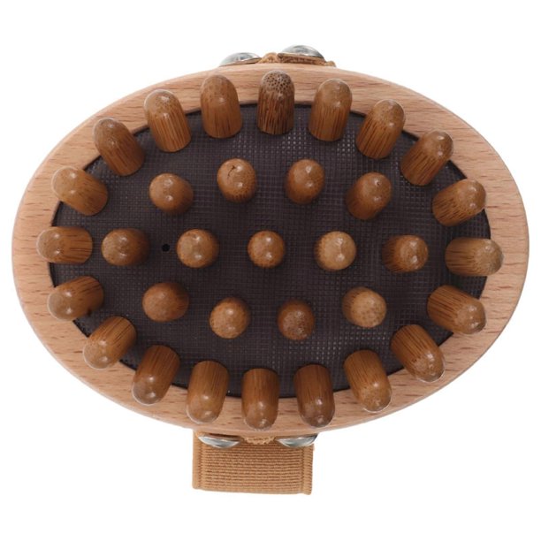 Cepillo de masaje para el cuero cabelludo de madera y peine acolchado con mango ergonómico para el hogar y los viajes.