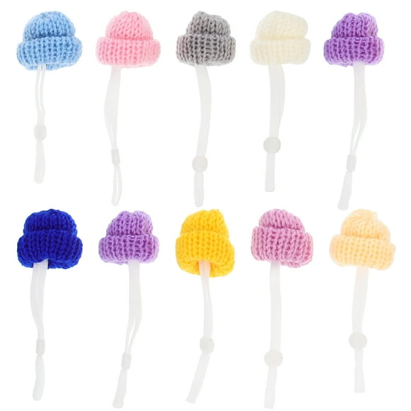 10 unids sombreros de pollo para gallinas de punto Mini sombreros Sombreros de mascotas ajustables PET Decoraciones de gorro de pollo PET (estilo mixto)