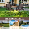 thumbnail image 7 of TBKLEY 2pcs Patio Folding Sling Back Chair with Armrests, Portable Metal Outdoor Chairs for Indoor Outdoor Garden Poolside Yard, Brown, 7 of 7