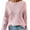 A Pink, variant on DOKOTOO Fall Tops for Women Crew Neck Stretchy Pullover Waffle Knit Lace Casual Raglan Long Sleeve Shirts Loose Fit Soft Blouses