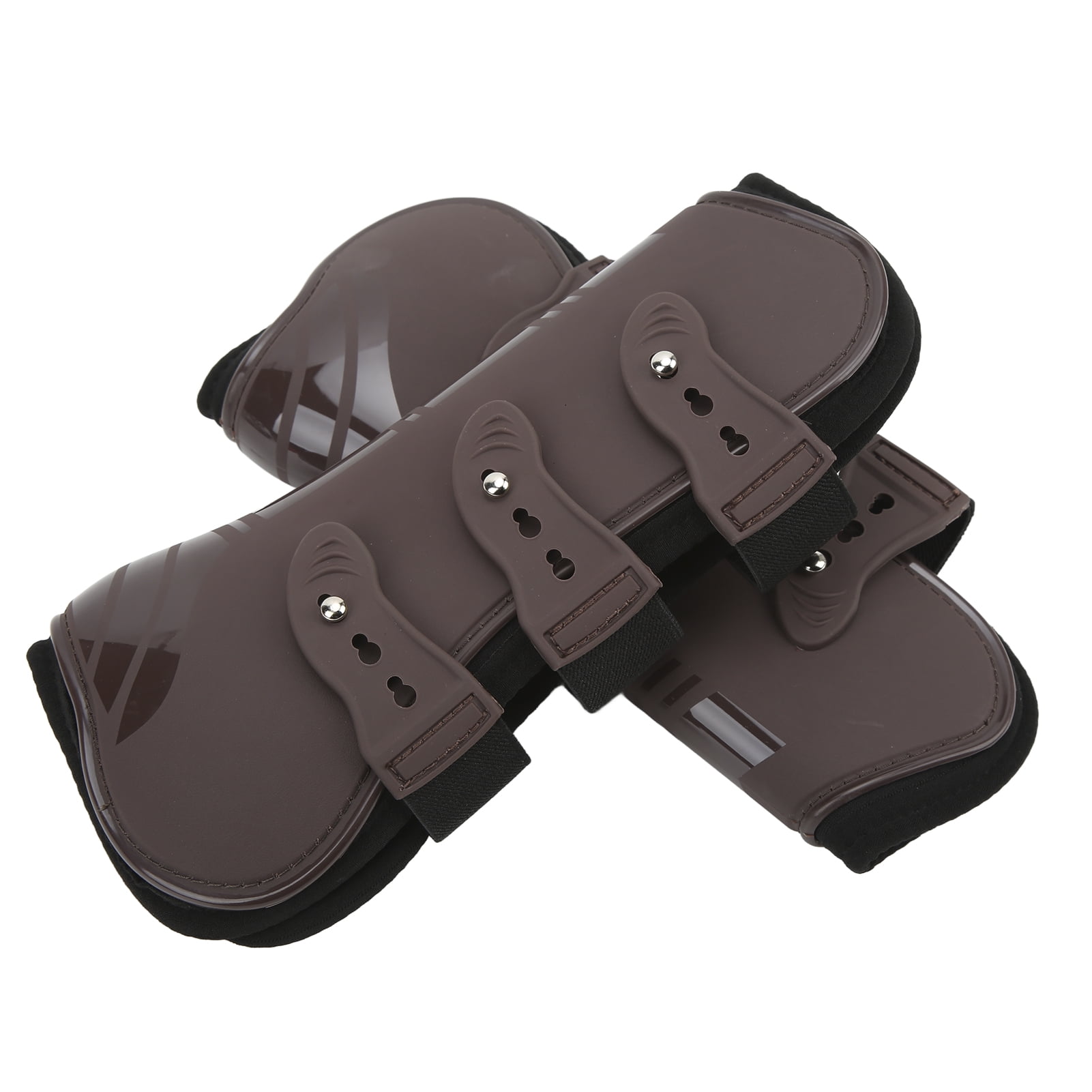 YAHHU 2Pcs PU Neoprene Horse Front Leg Guard Boots, Protective Equestrian Riding Jumping Tendon Support Boots with Hook & Loop Fastener, Brown, Size L (9.84 inches / 25 cm)