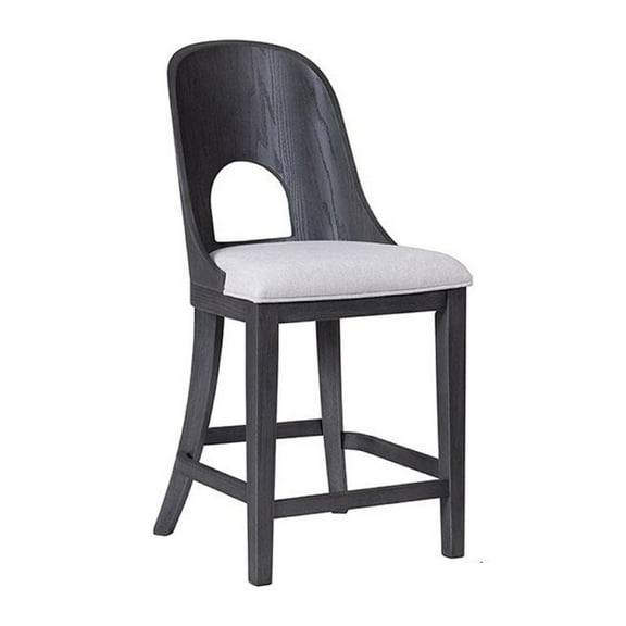 Zoko Counter Height Chair Set of 2, Curved Cut Out Back, Ash Gray Wood