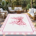 thumbnail image 2 of Pink Bowknot Outdoor Rug for Patio/Deck/Porch, Non-Slip Large Area Rug 5 x 7 Ft, Shining Stars Vintage White Plaid Modern Indoor Outdoor Rugs Washable Area Rugs, Reversible Camping Rug Carpet Runner, 2 of 8