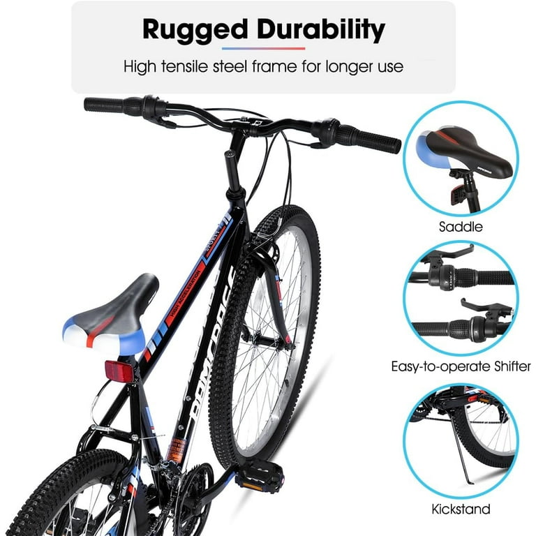 HILAND 24 inch Mountain Bike for Men Women, 18 Speeds High-Carbon HILAND 24 inch Mountain Bike for Men Women, 18 Speeds High-Carbon