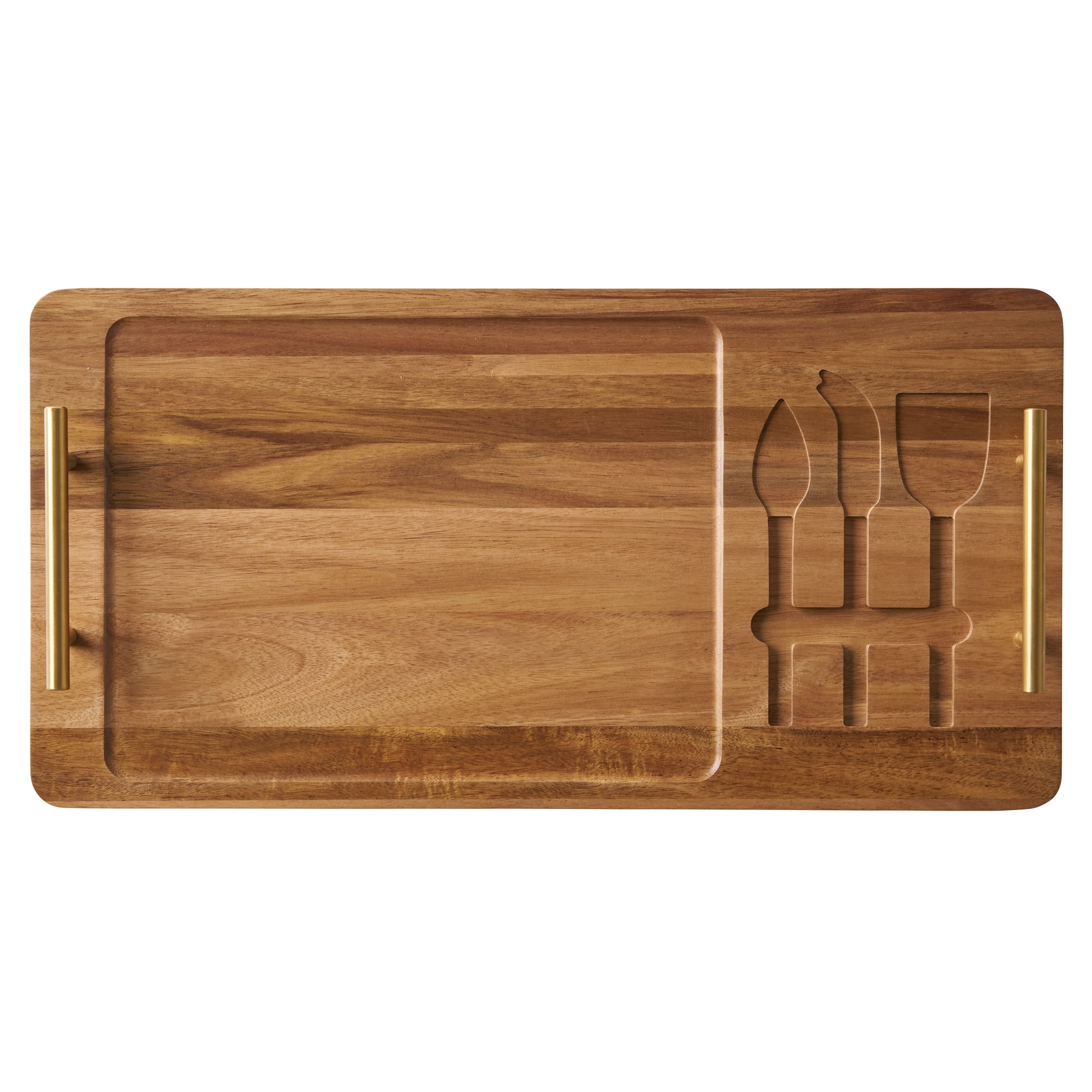Better Homes & Gardens, Acacia Board with Cheese Tools, 22 W x 11.22 D x 1.96 H in, Kitchen