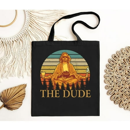 vintage Dude The Abides Men s Lebowski Vintage The Tote Bag Big Novelty Black Cotton-TH4569